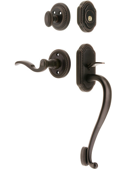 Newport Entry Lock Set in Oil-Rubbed Bronze Finish with Right-Handed Bellagio Lever and
